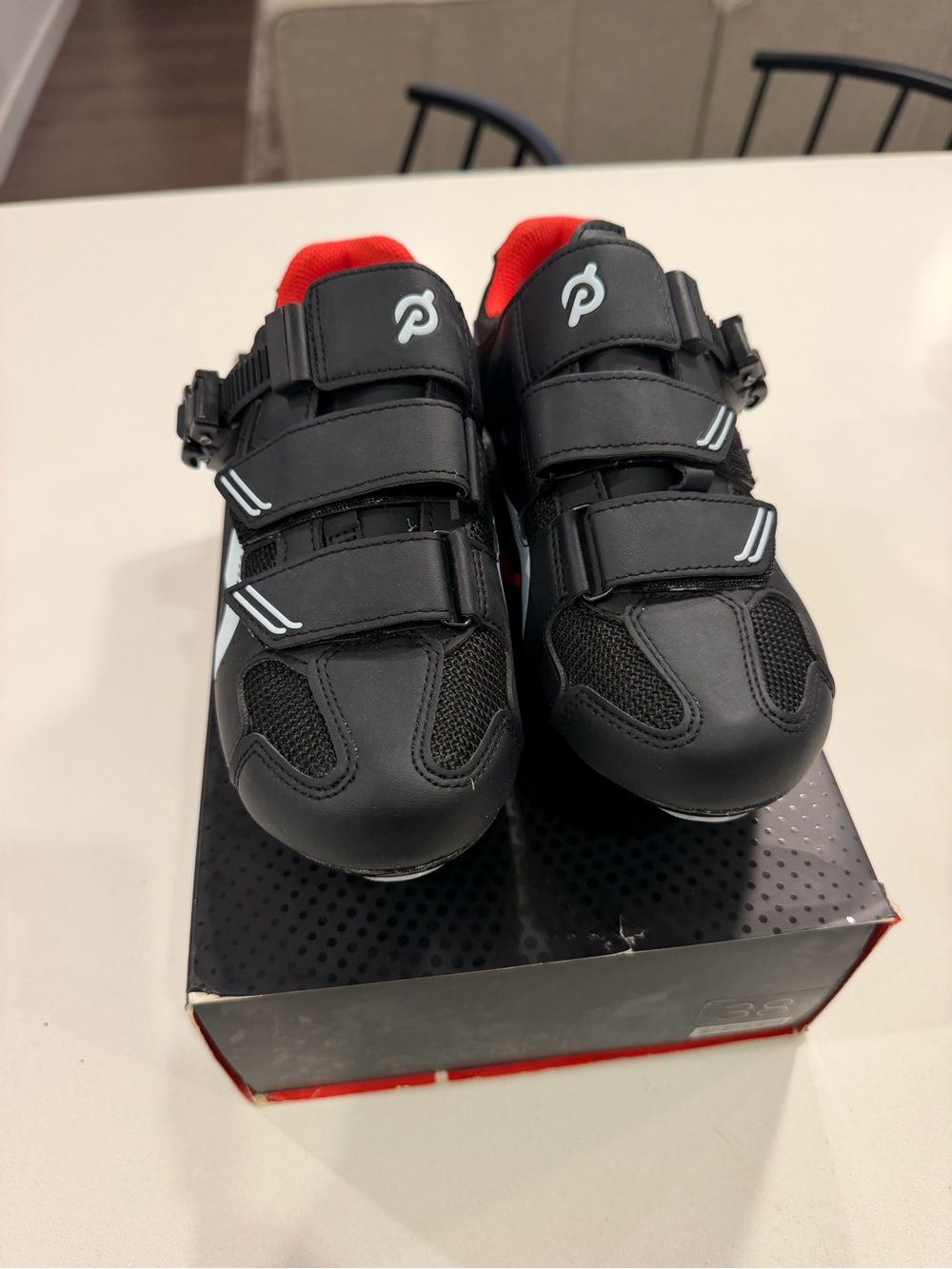 Peloton Cycling Shoes — Black with Red Lining